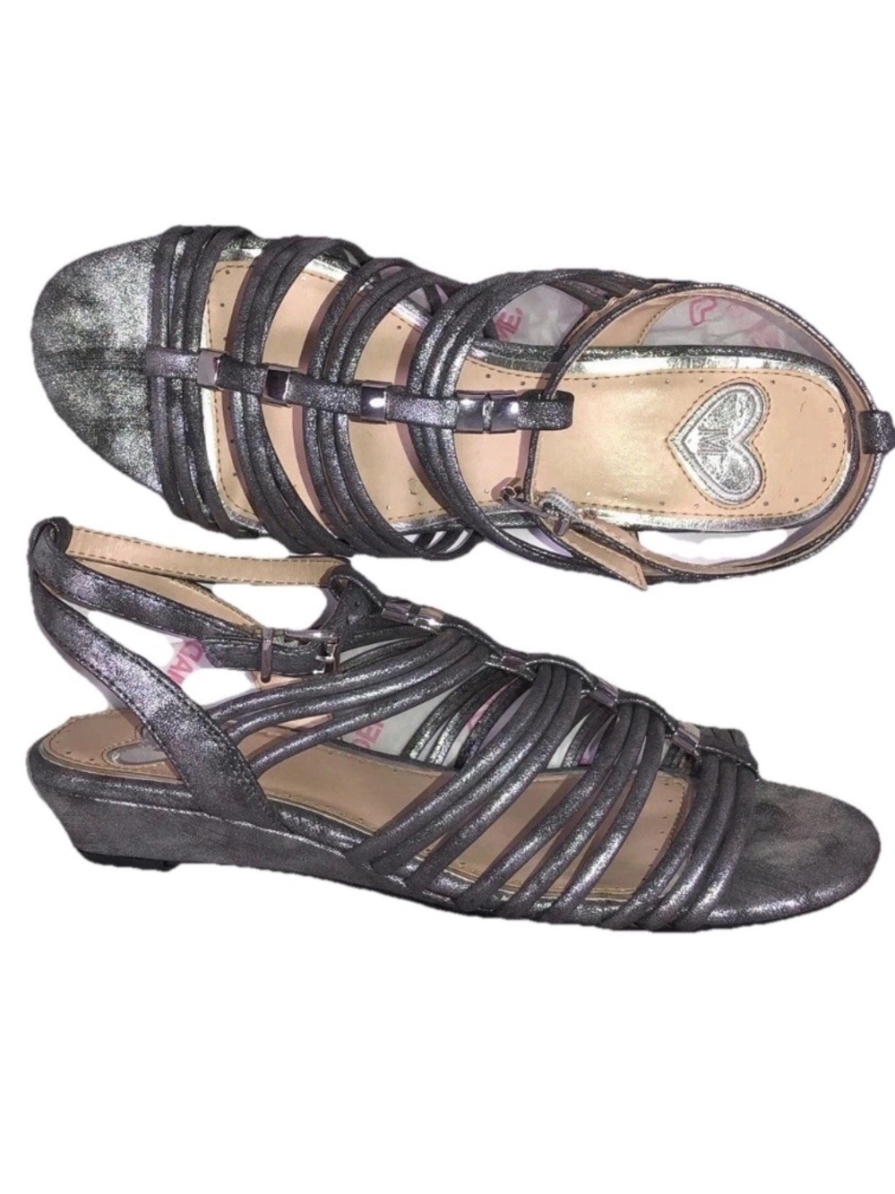 Madeline Metallic Sandals 6.5M Strappy Open Toe Evening Heels Dress Shoes NIB